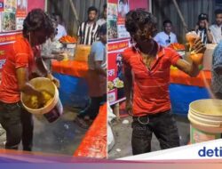 Mengaduk Minuman Pakai Ember Bekas Warna, Penjual Ini Viral