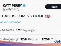 Dukung Inggris Hingga Final Euro, tapi Kok Katy Perry Salah Pasang Bendera?