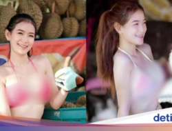 Gokil! Penjual Durian Seksi Di Thailand Ini Hanya Pakai Bikini