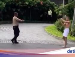 Ajaib, Bule Cuma Pakai Handuk Berlarian dan Tantang Sekuriti Hotel