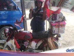 Semangat Kemerdekaan! Penjual Pentol Naik Kendaraan Bermotor Roda Dua Ke IKN Untuk Ikut Upacara HUT RI